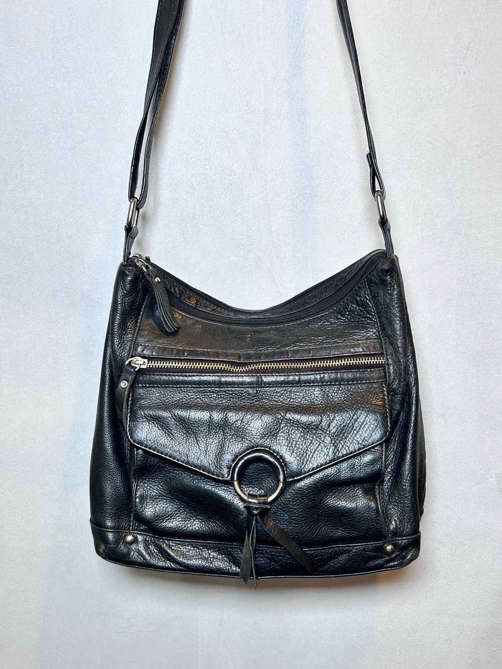Great American Leather Works Black Pebbled Leather Crossbody/Shoulder Bag